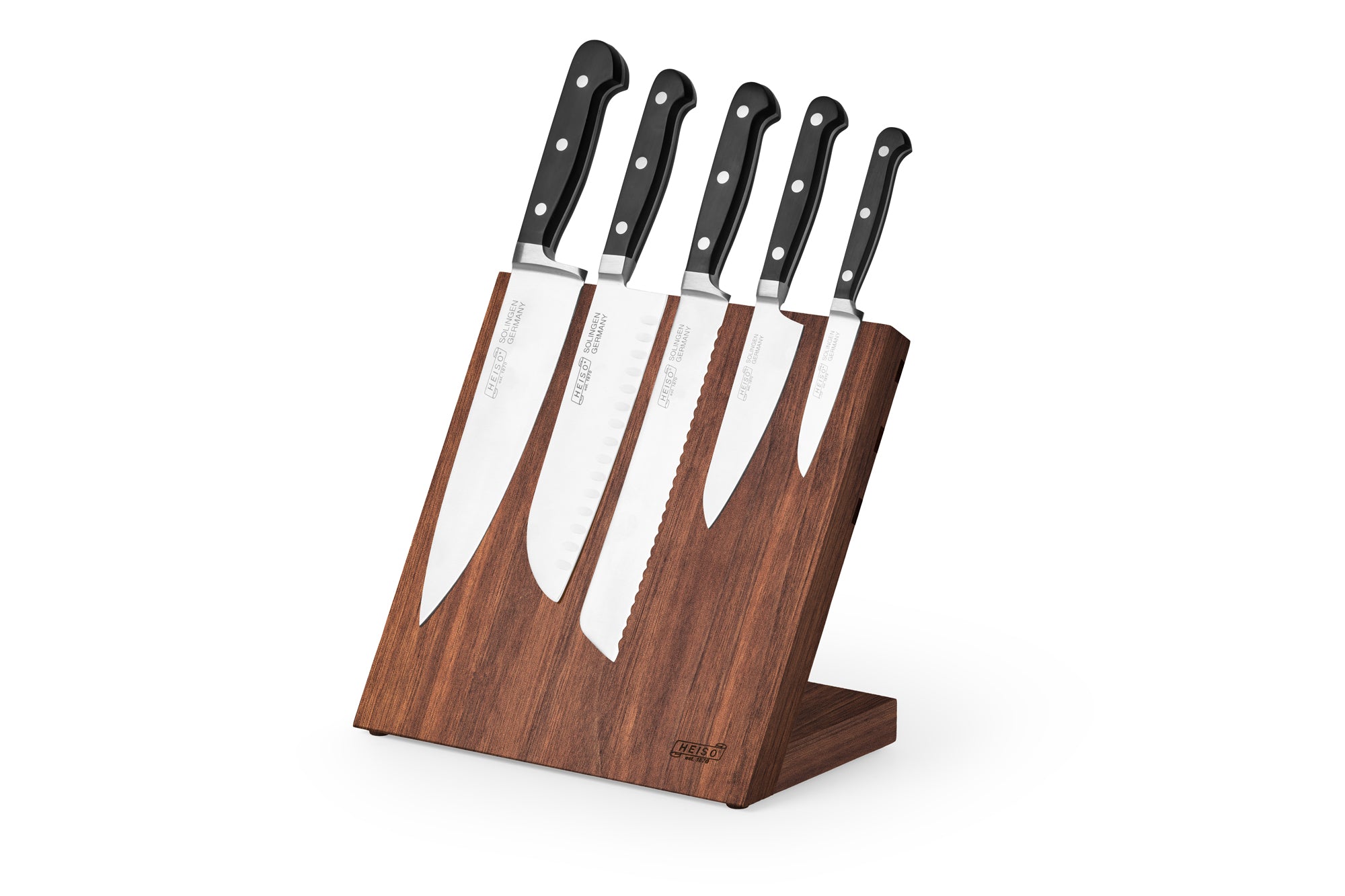 Kompakter, magnetischer Messerblock Walnuss