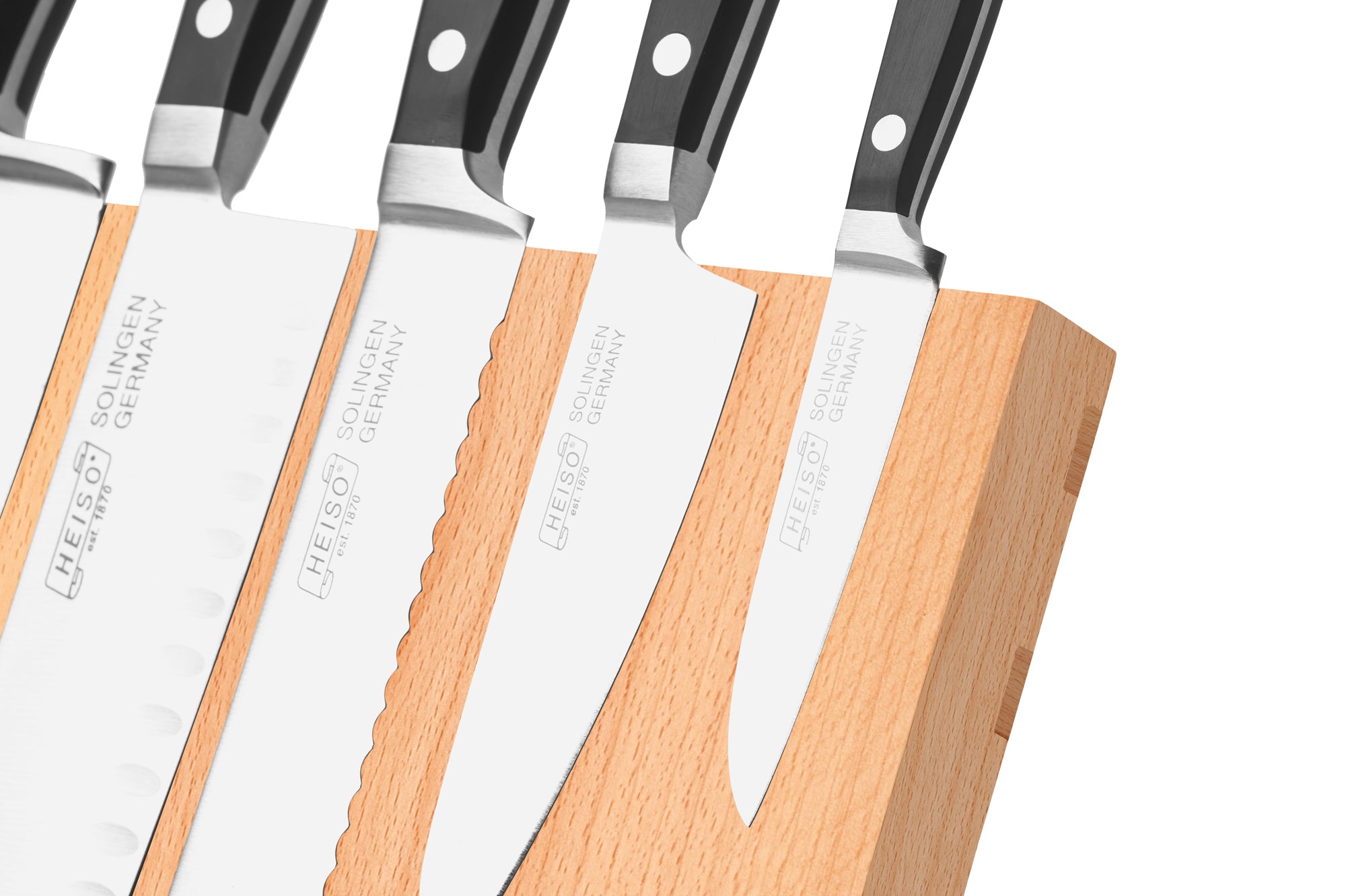 Kompakter, magnetischer Messerblock Buche