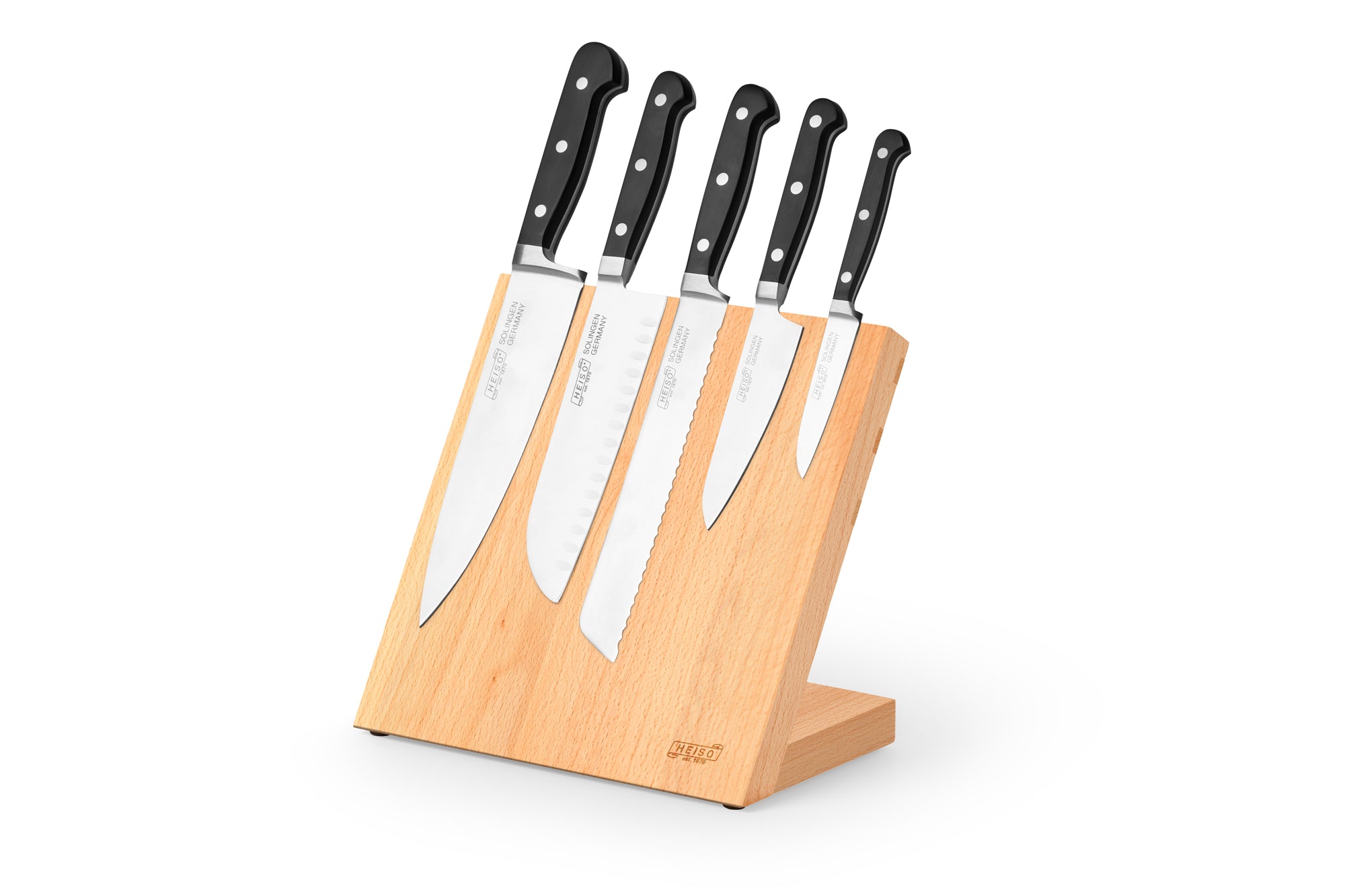 Kompakter, magnetischer Messerblock Buche