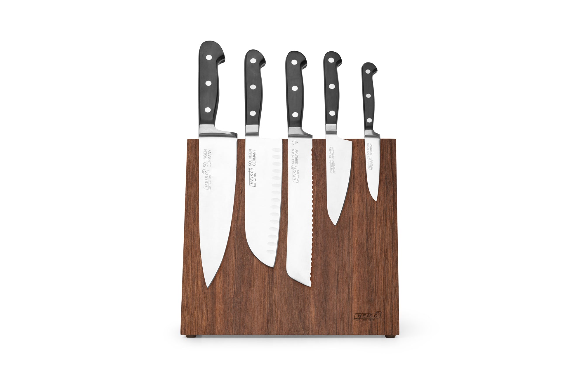 Kompakter, magnetischer Messerblock Walnuss